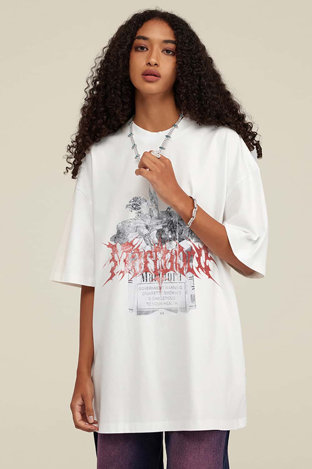 Vintage Heavyweight Cotton T-Shirt with Direct Spray Smoke Shell Print