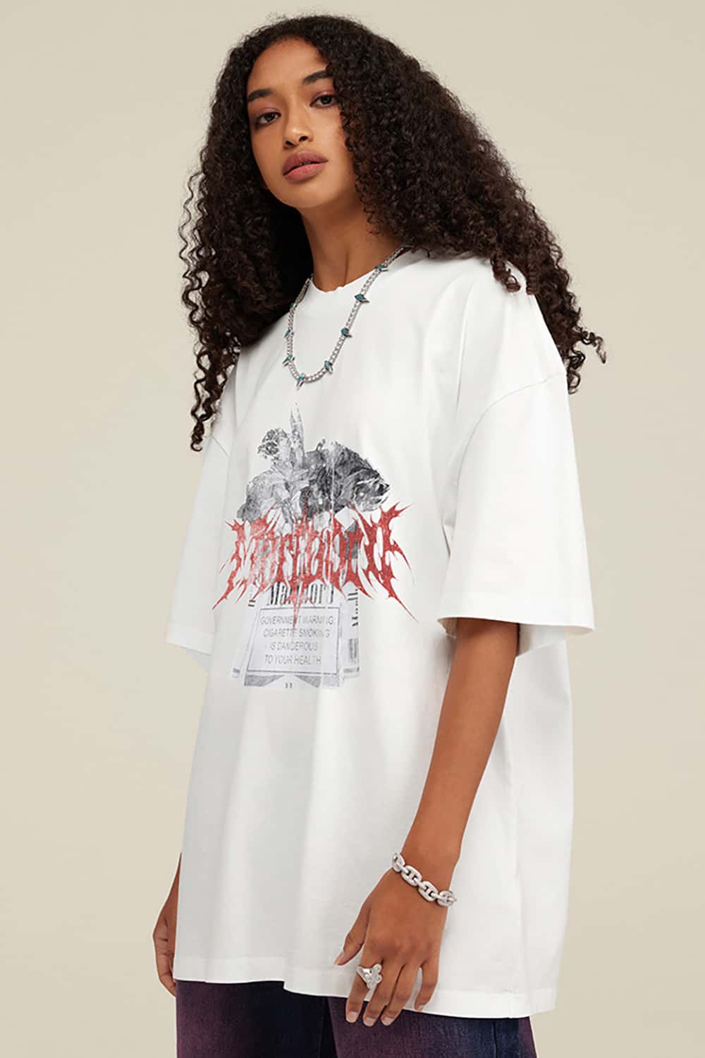 Vintage Heavyweight Cotton T-Shirt with Direct Spray Smoke Shell Print