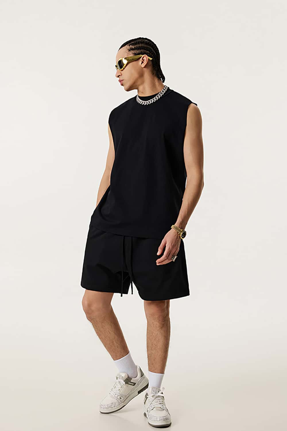 Quick-Dry Mock Neck Sleeveless Sports Tank Top - Sun Protective