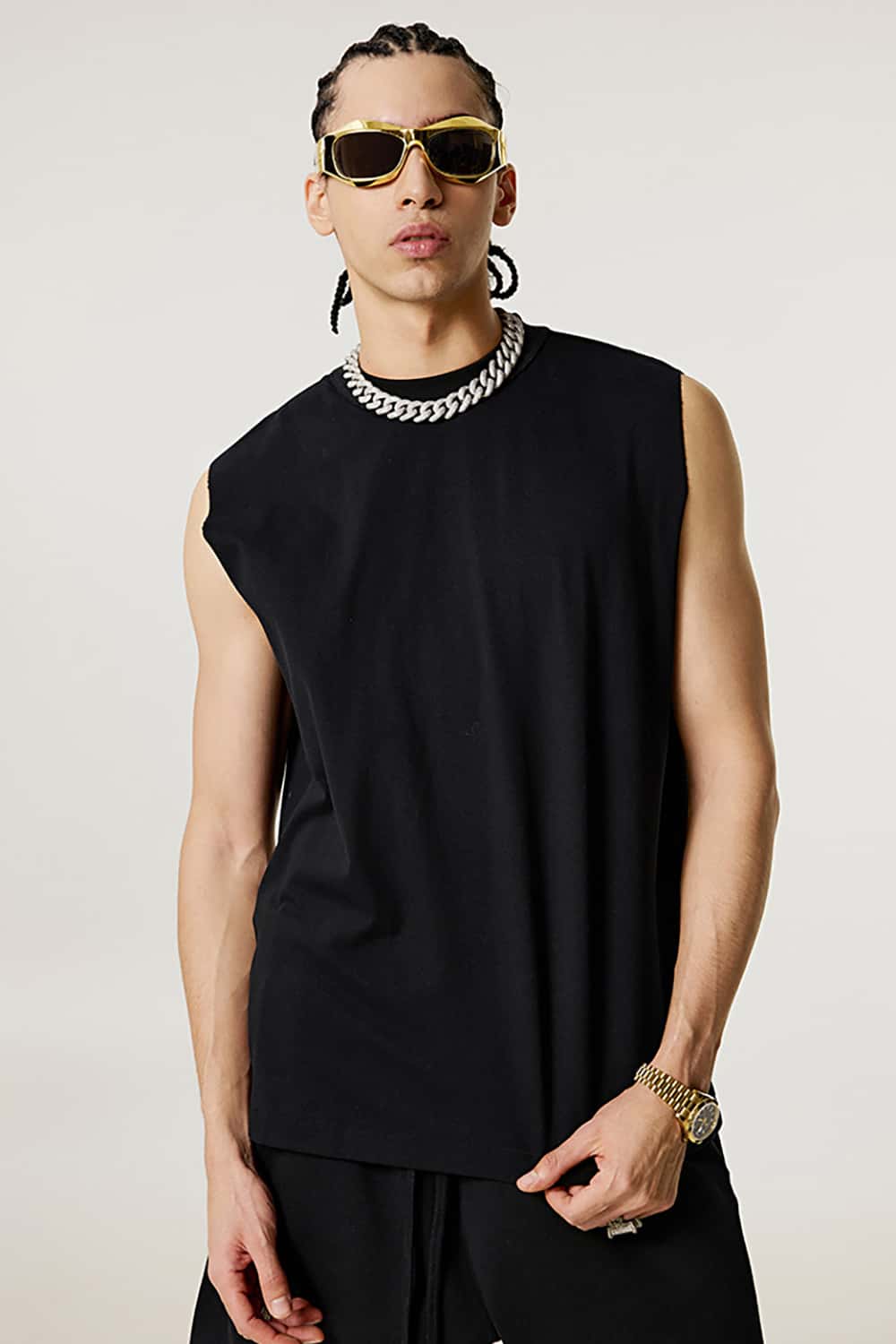 Quick-Dry Mock Neck Sleeveless Sports Tank Top - Sun Protective