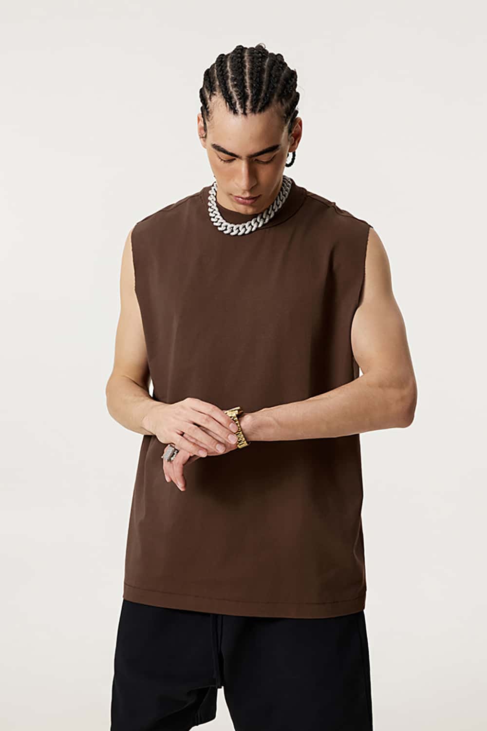 Quick-Dry Mock Neck Sleeveless Sports Tank Top - Sun Protective
