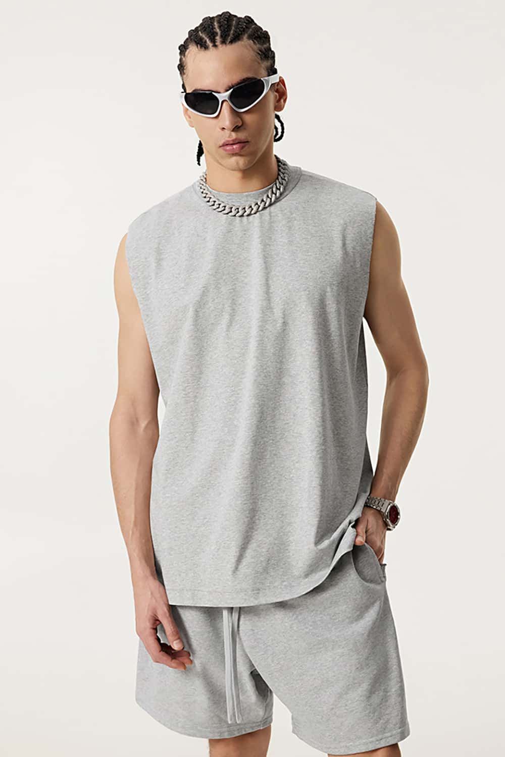 Quick-Dry Mock Neck Sleeveless Sports Tank Top - Sun Protective
