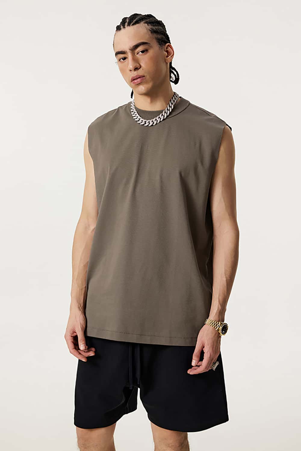 Quick-Dry Mock Neck Sleeveless Sports Tank Top - Sun Protective
