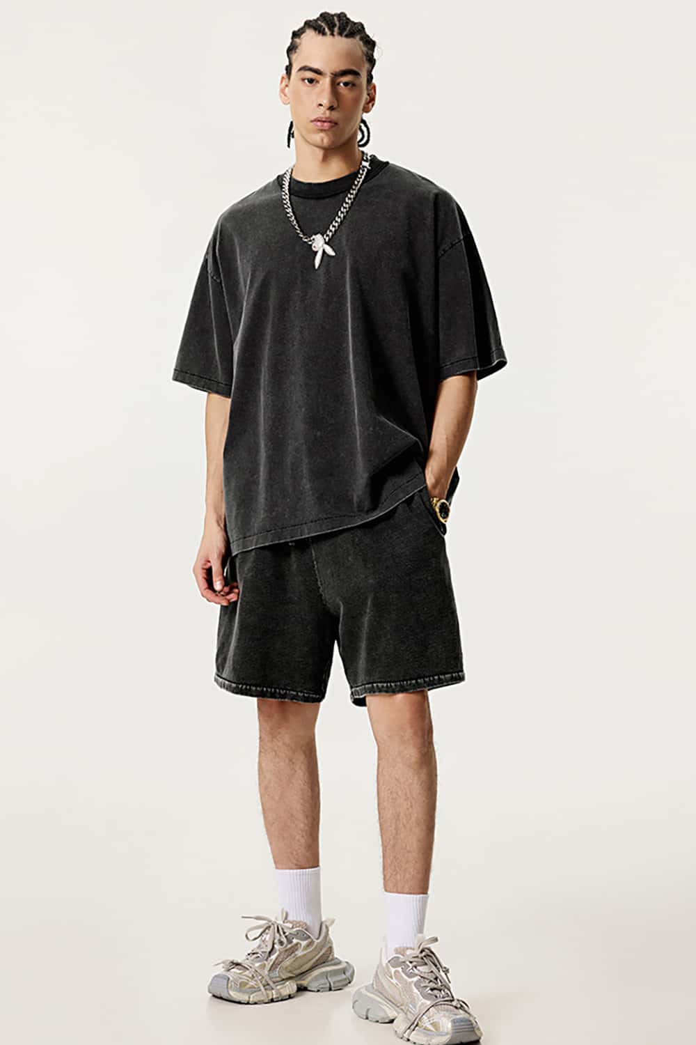 Casual Washed Half-Sleeve T-Shirt - Relaxed Fit