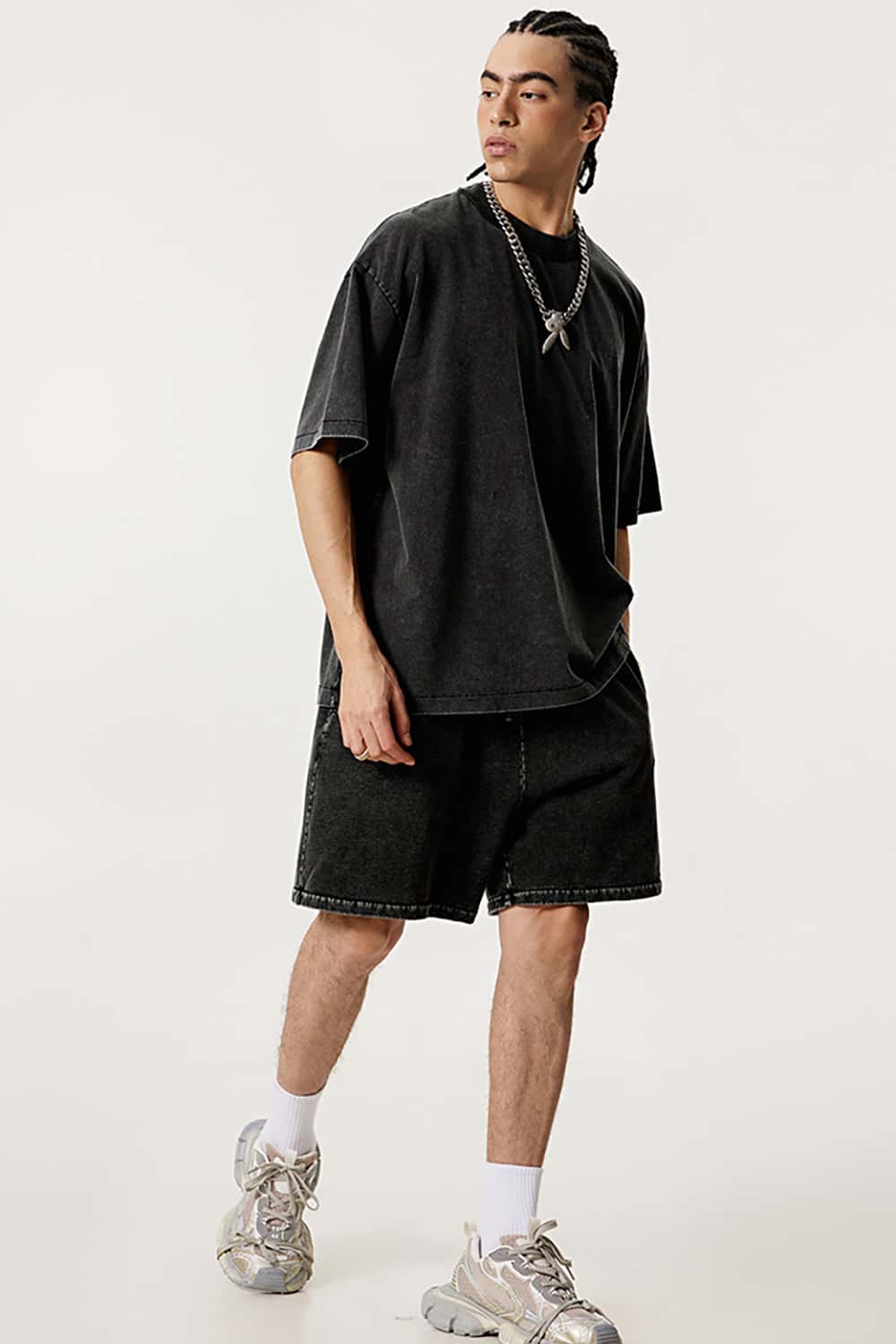 Casual Washed Half-Sleeve T-Shirt - Relaxed Fit