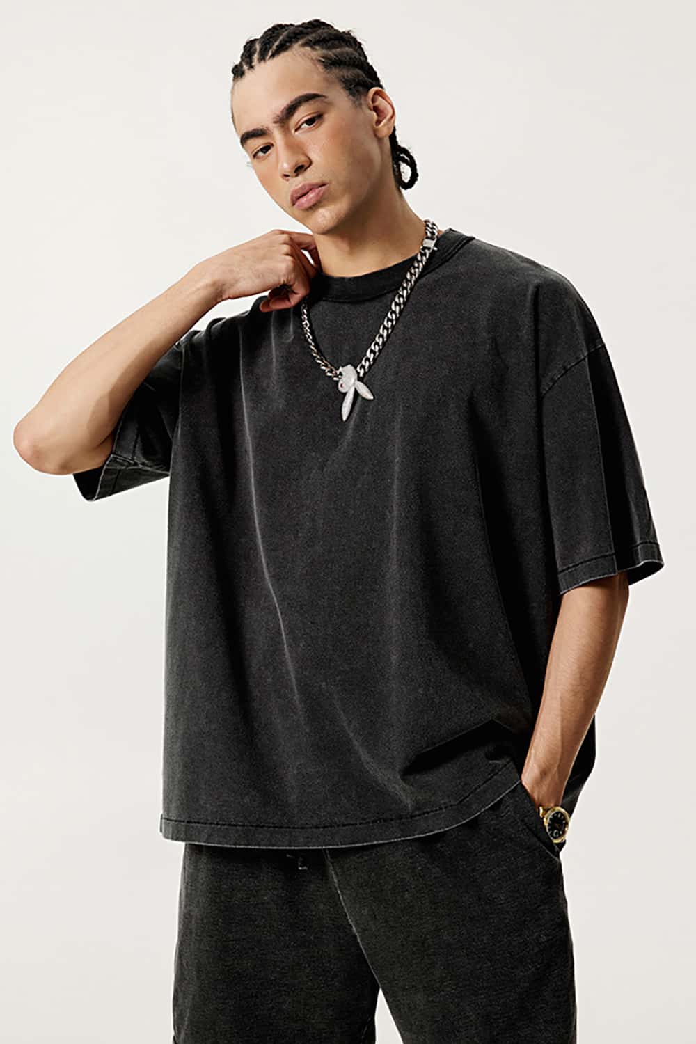 Casual Washed Half-Sleeve T-Shirt - Relaxed Fit