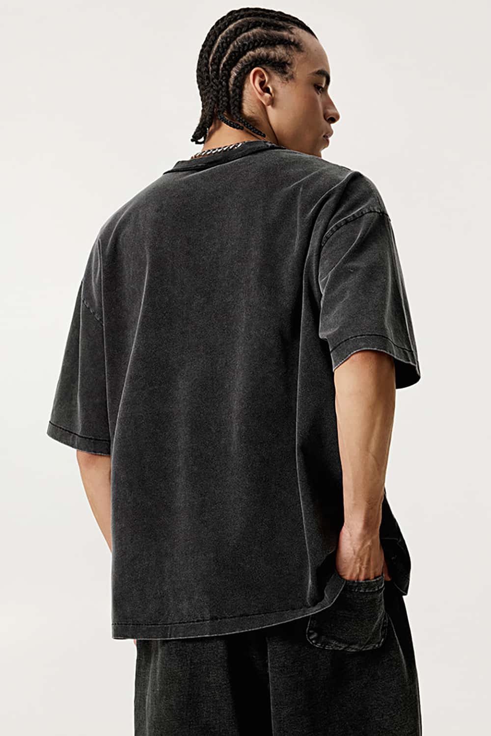 Casual Washed Half-Sleeve T-Shirt - Relaxed Fit