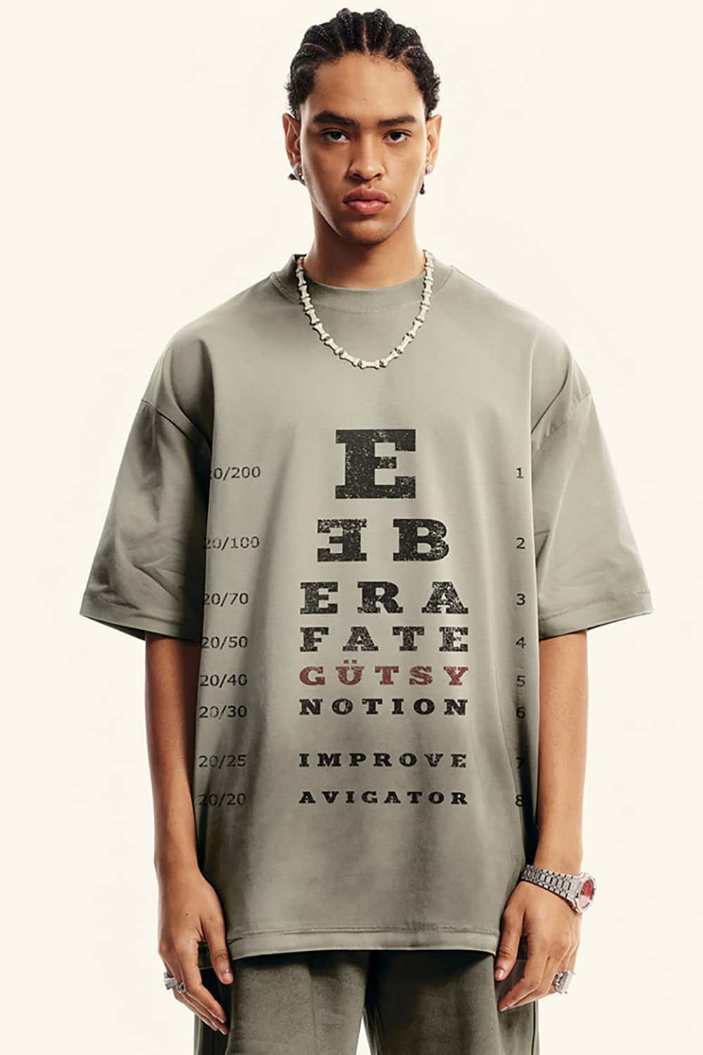 High Street Vision Chart Print Loose-Fit Crew Neck T-Shirt