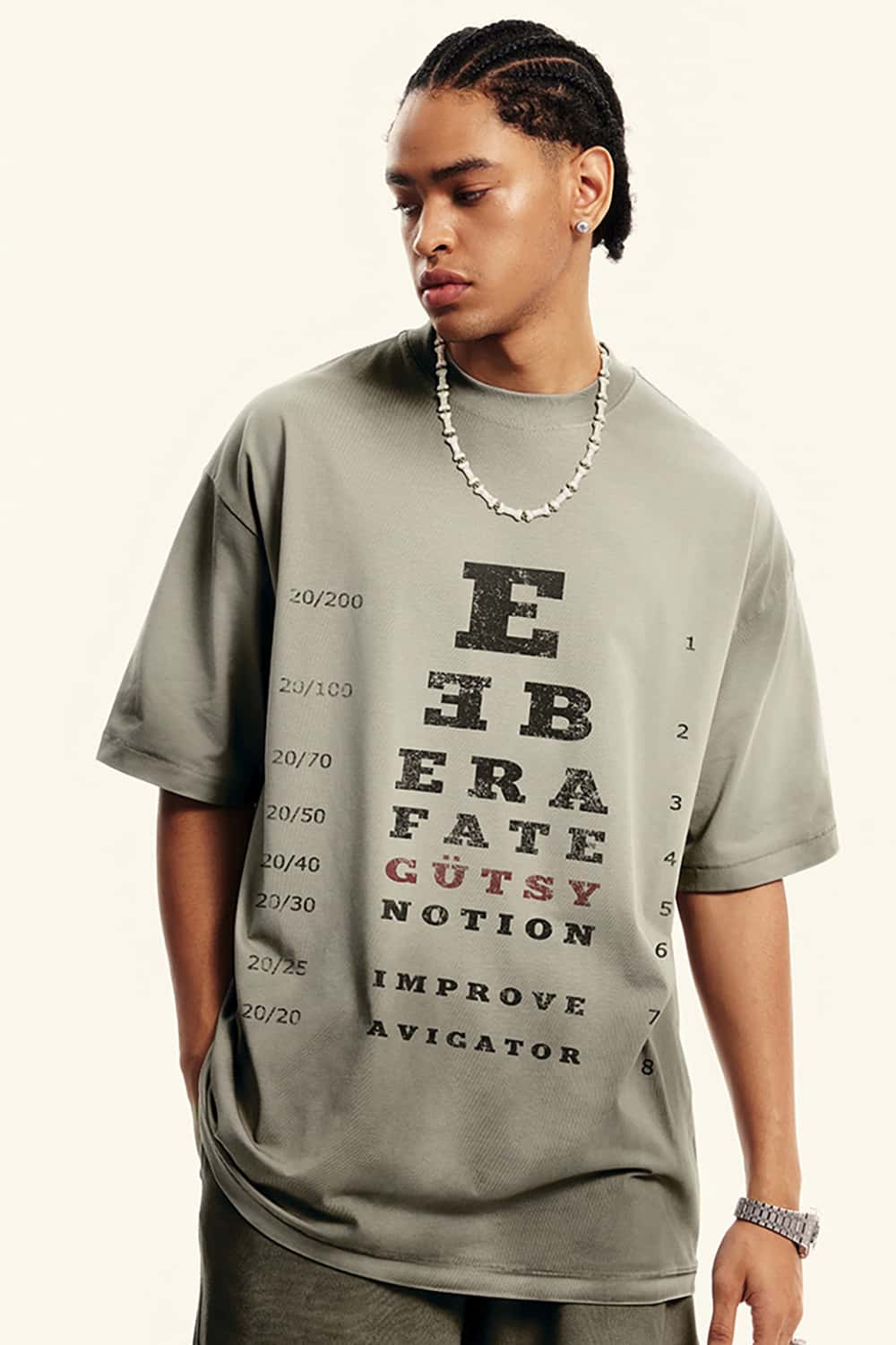 High Street Vision Chart Print Loose-Fit Crew Neck T-Shirt