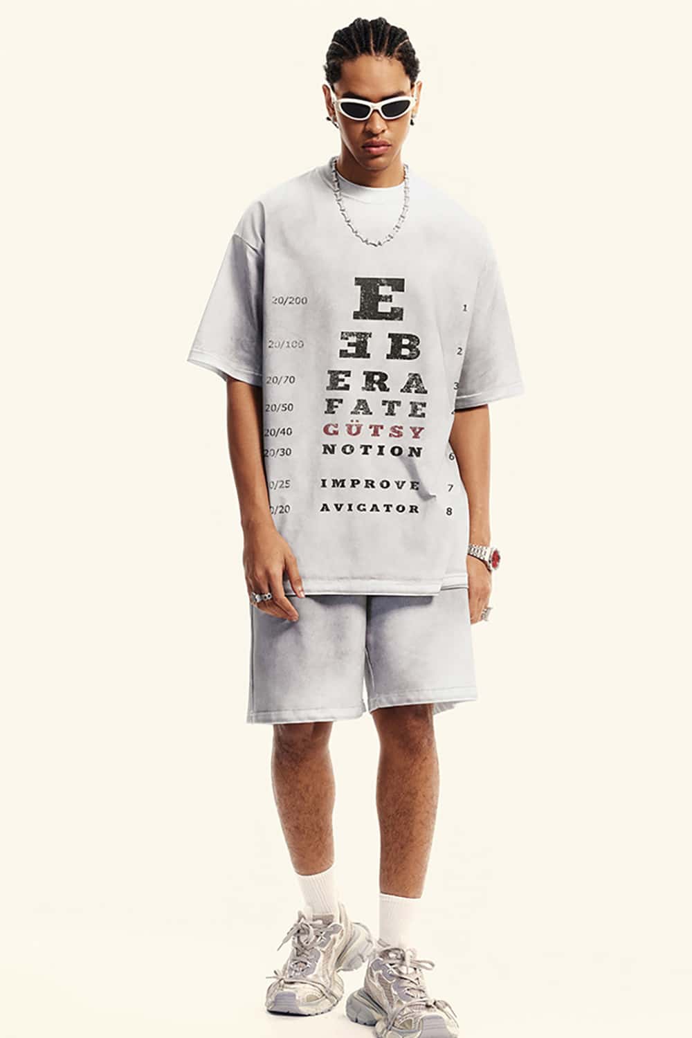 High Street Vision Chart Print Loose-Fit Crew Neck T-Shirt