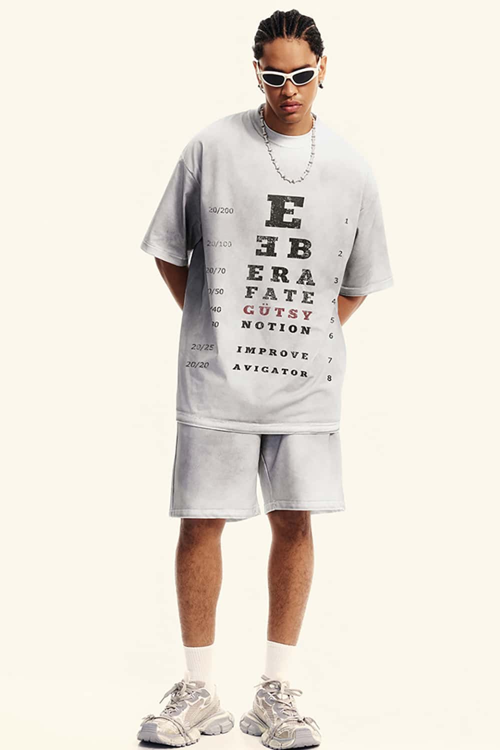 High Street Vision Chart Print Loose-Fit Crew Neck T-Shirt