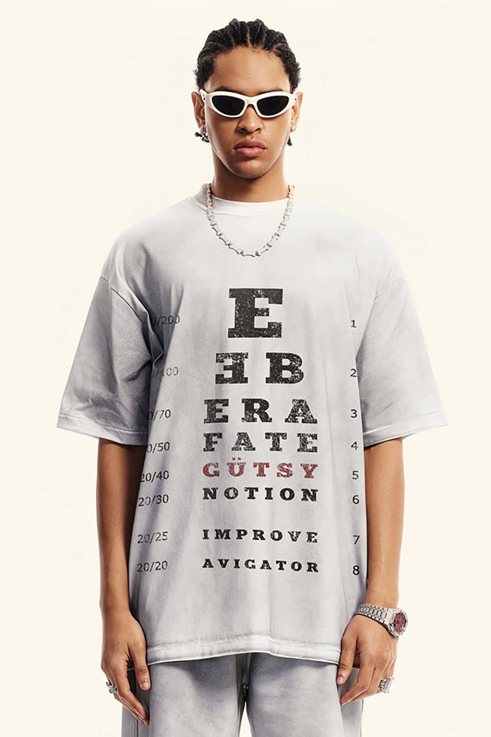 High Street Vision Chart Print Loose-Fit Crew Neck T-Shirt