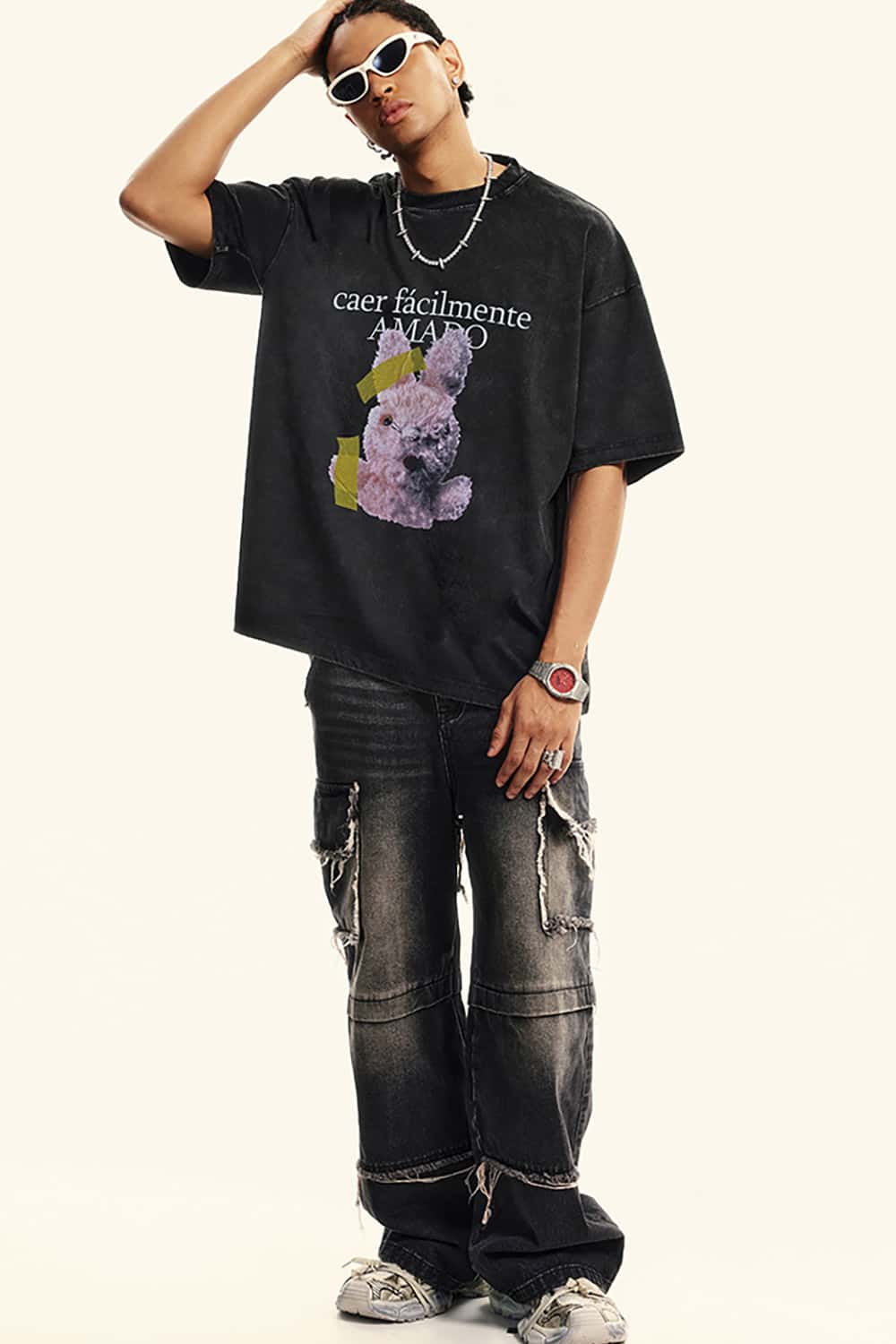 Vintage Streetwear Loose-Fit Washed Short-Sleeve T-Shirt