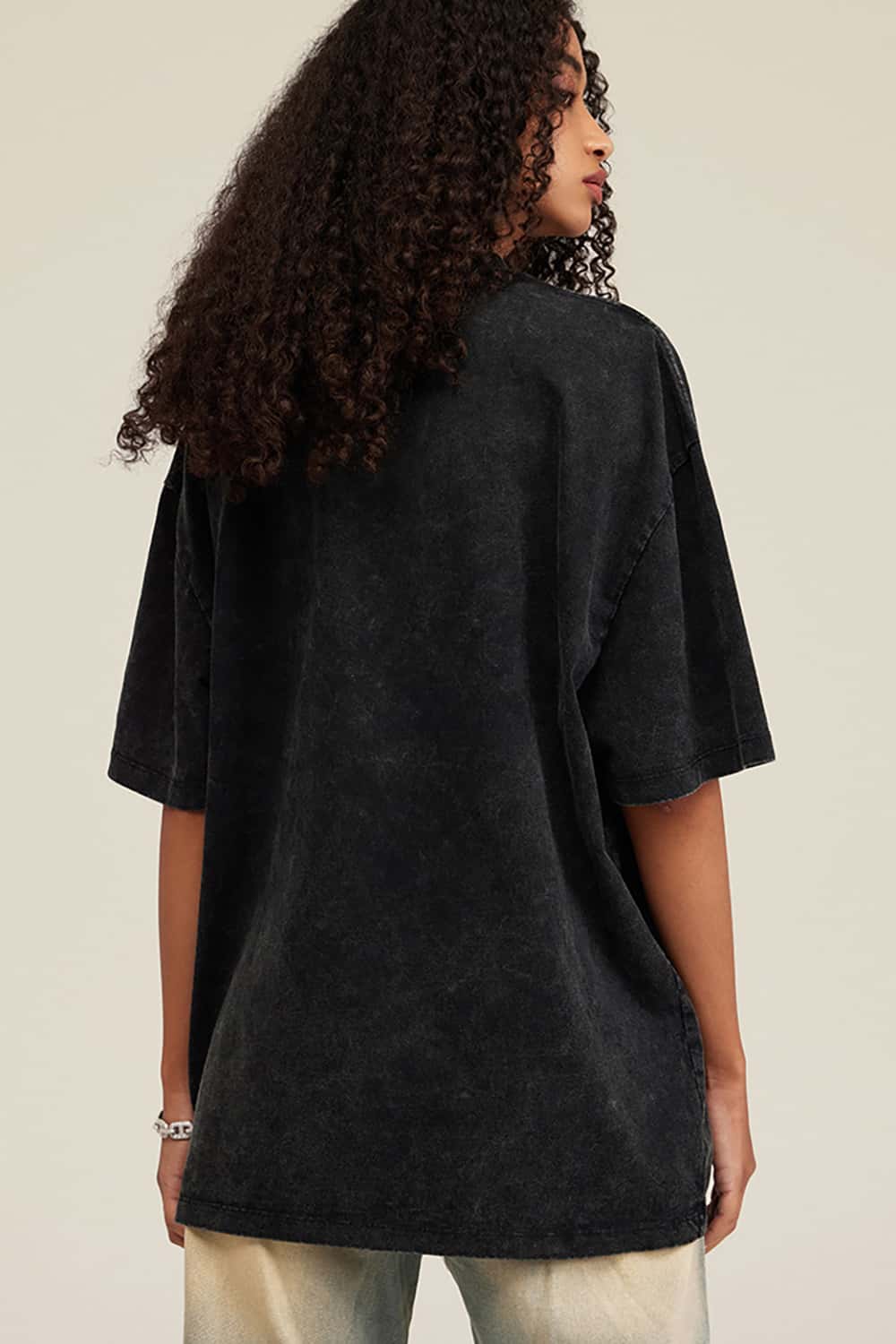 Oversized Washed Cotton Streetwear T-Shirt with Bold Lettering