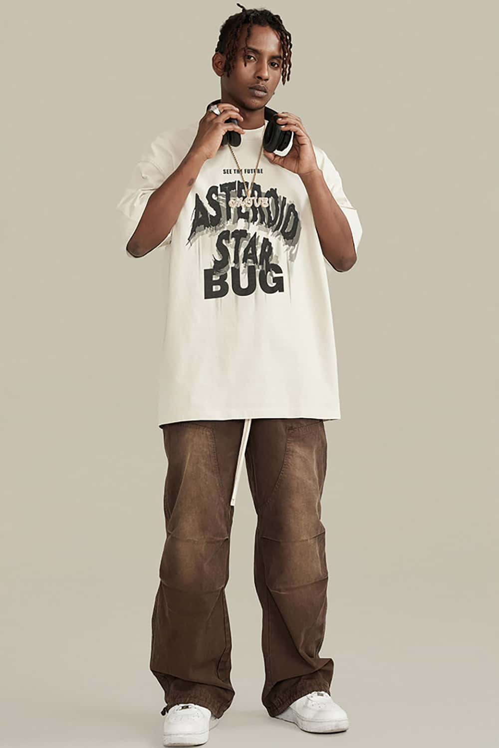 Oversized Washed Cotton Streetwear T-Shirt with Bold Lettering