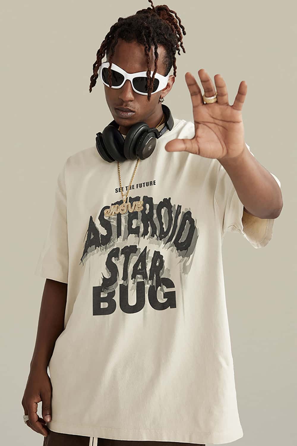 Oversized Washed Cotton Streetwear T-Shirt with Bold Lettering