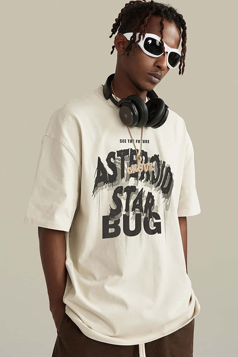 Oversized Washed Cotton Streetwear T-Shirt with Bold Lettering