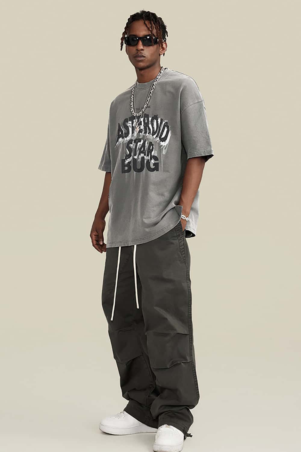 Oversized Washed Cotton Streetwear T-Shirt with Bold Lettering