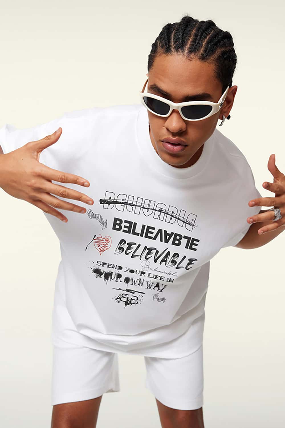 Vintage Print Loose-Fit Heavyweight Casual Short-Sleeve T-Shirt