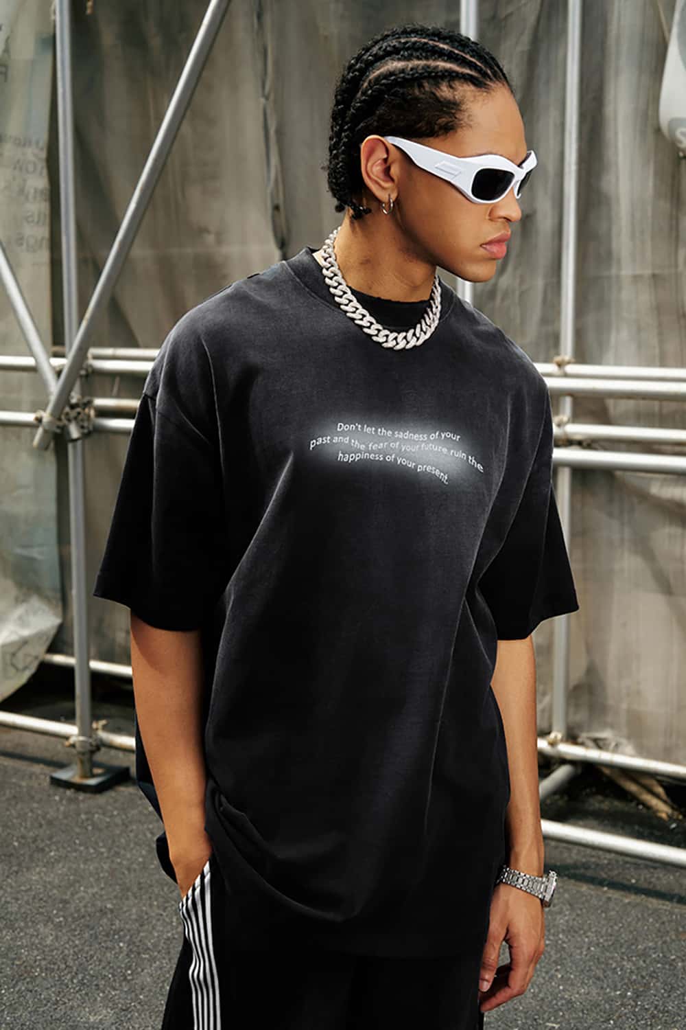 Loose Street Style Vintage Wash Heavyweight Short-Sleeve T-Shirt with Small Collar