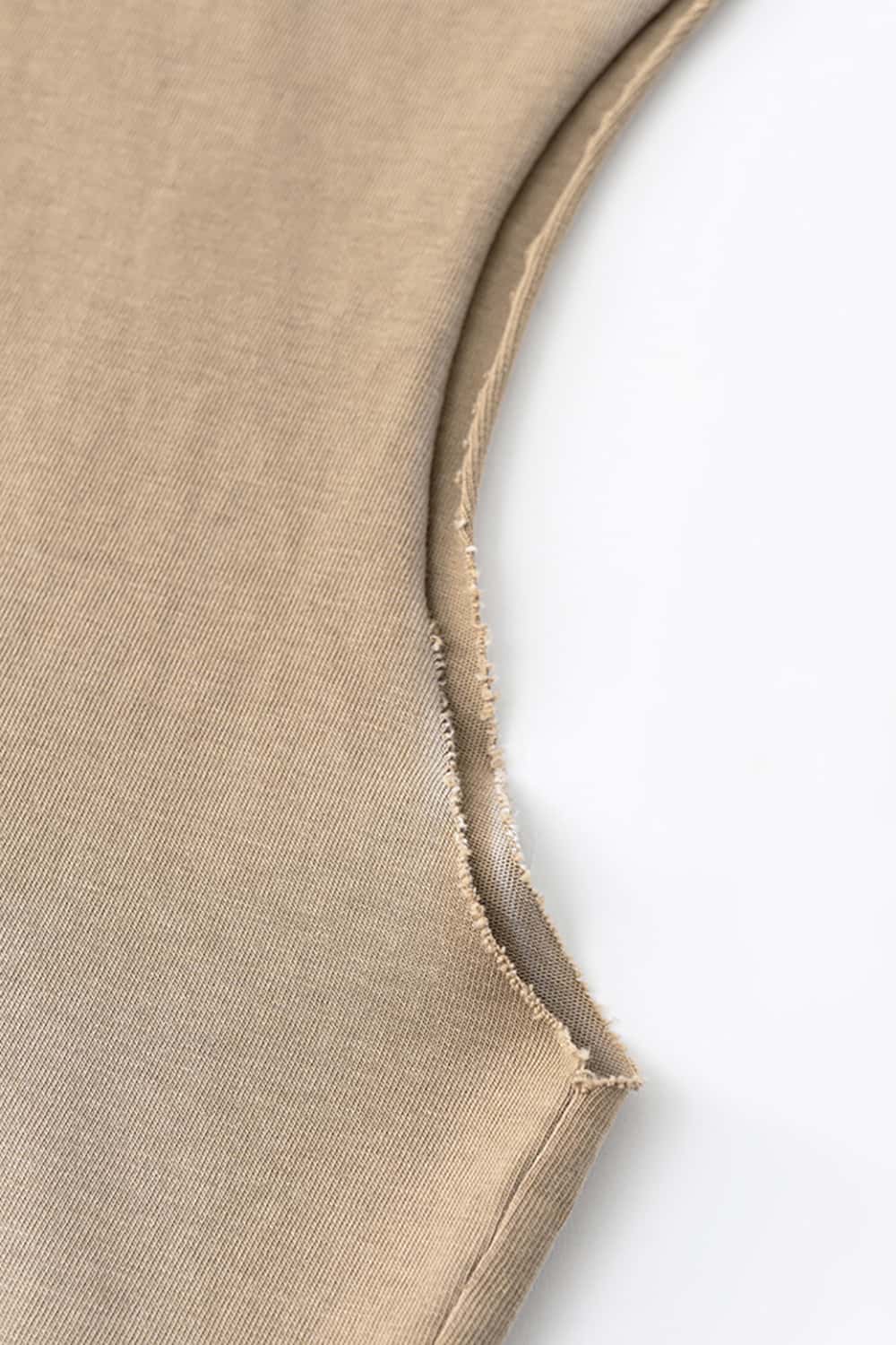 Vintage Distressed Cut-Out Shoulder Sleeveless Sports Tank Top