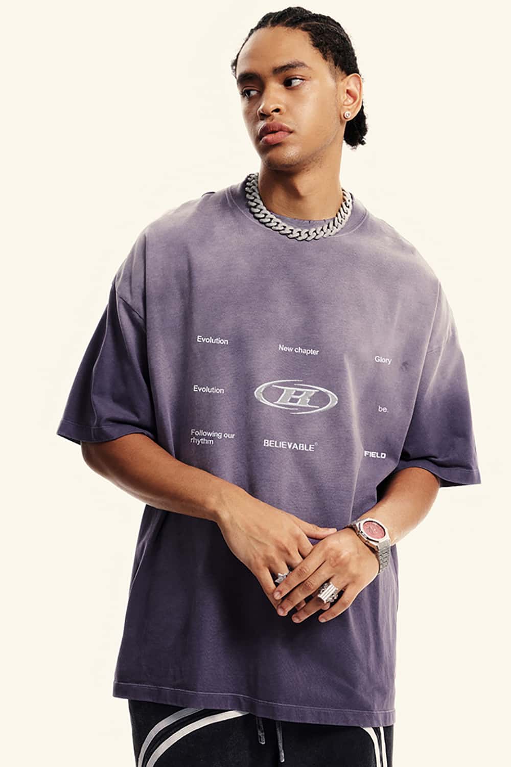 Vintage Wash Round Neck Designer Casual Short-Sleeve T-Shirt