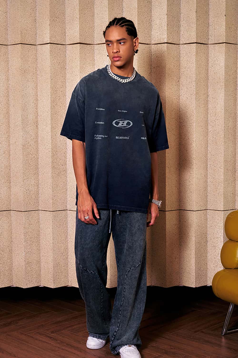 Vintage Wash Round Neck Designer Casual Short-Sleeve T-Shirt