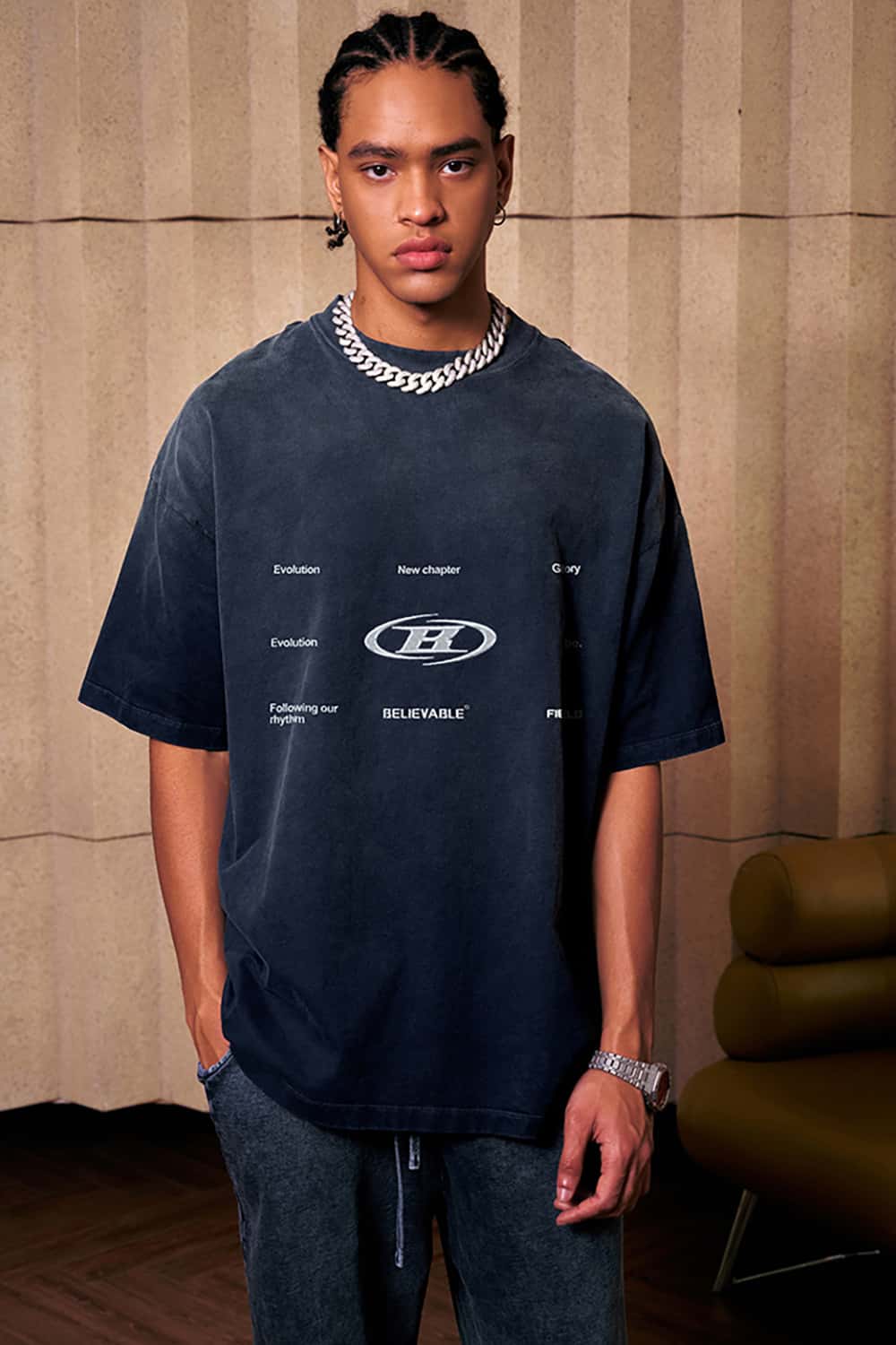 Vintage Wash Round Neck Designer Casual Short-Sleeve T-Shirt