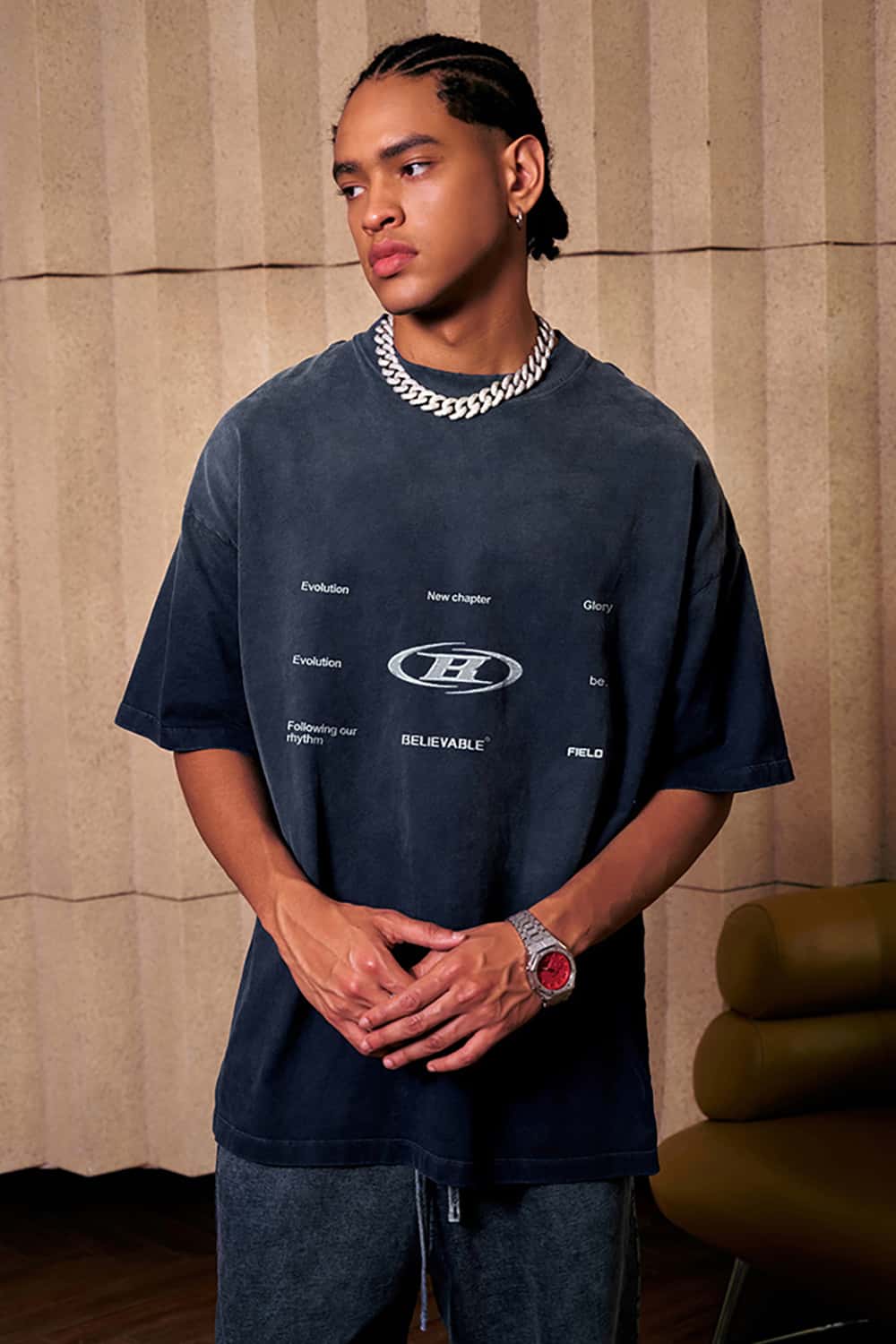 Vintage Wash Round Neck Designer Casual Short-Sleeve T-Shirt