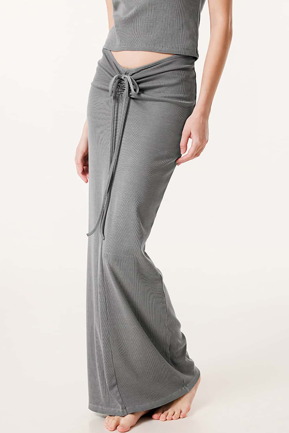 Vintage Slim-Fit Ruched Hip-Hugging Maxi Skirt