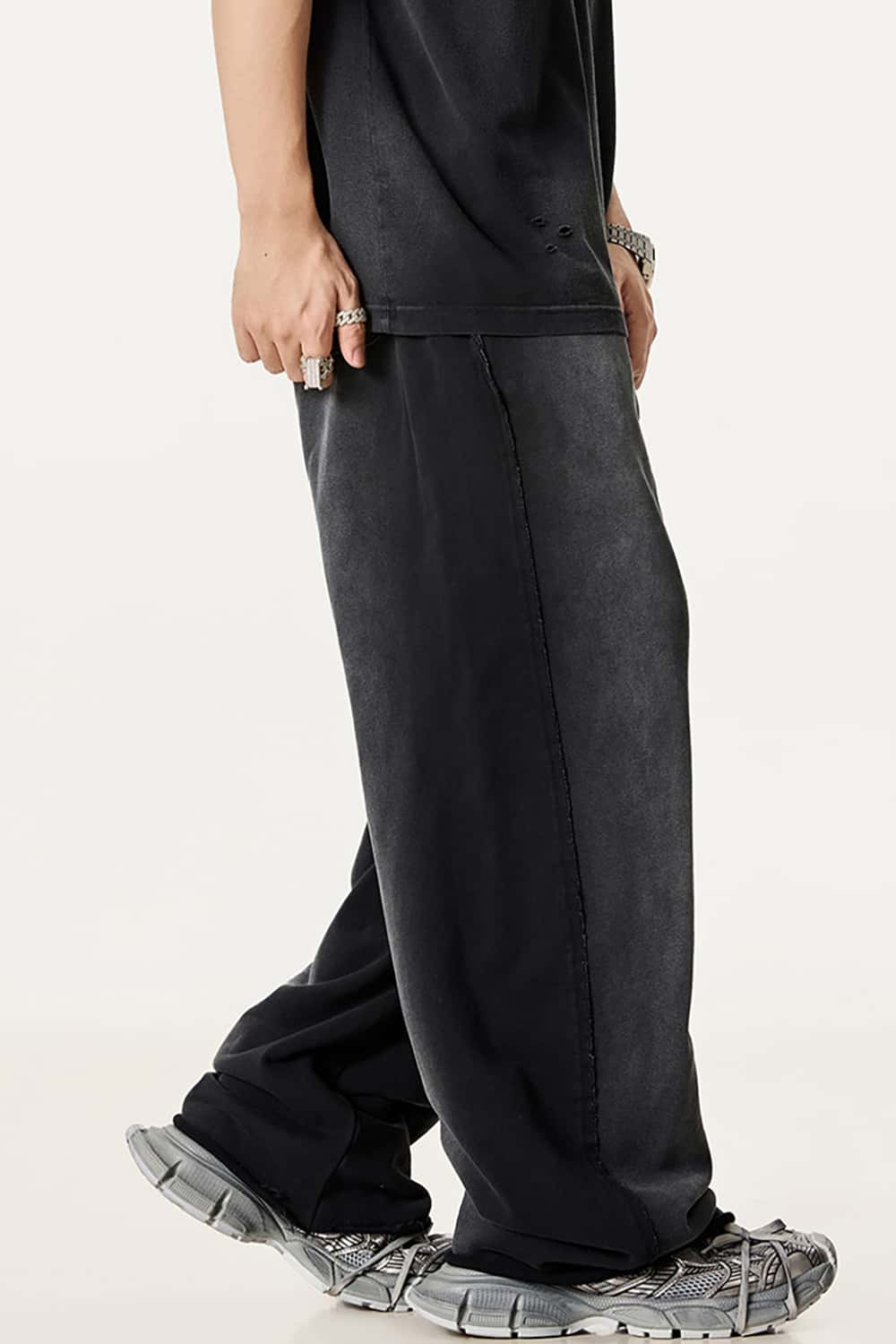 Flowy Jazz Dance Sports Casual Pants with Raw Hem