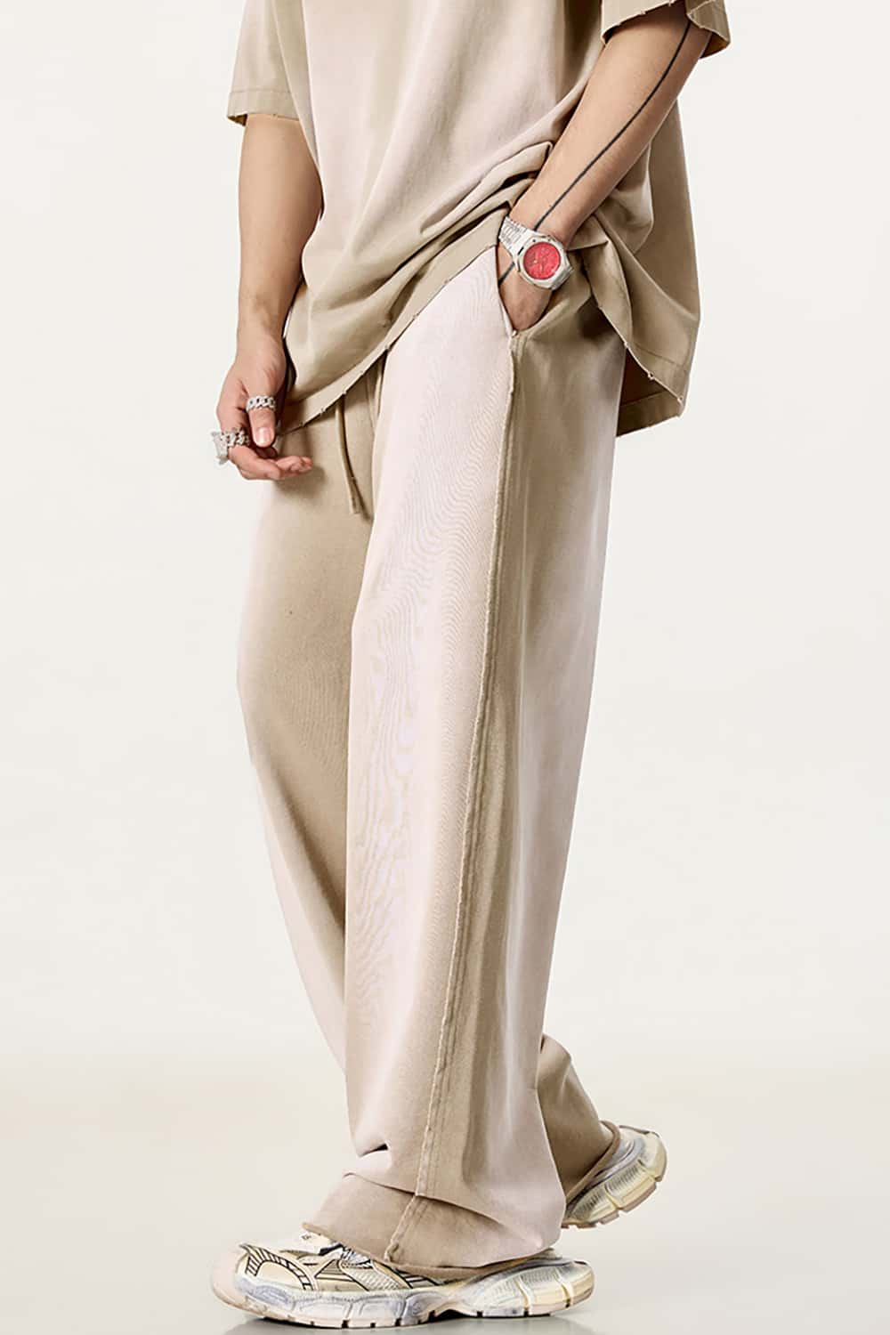 Flowy Jazz Dance Sports Casual Pants with Raw Hem