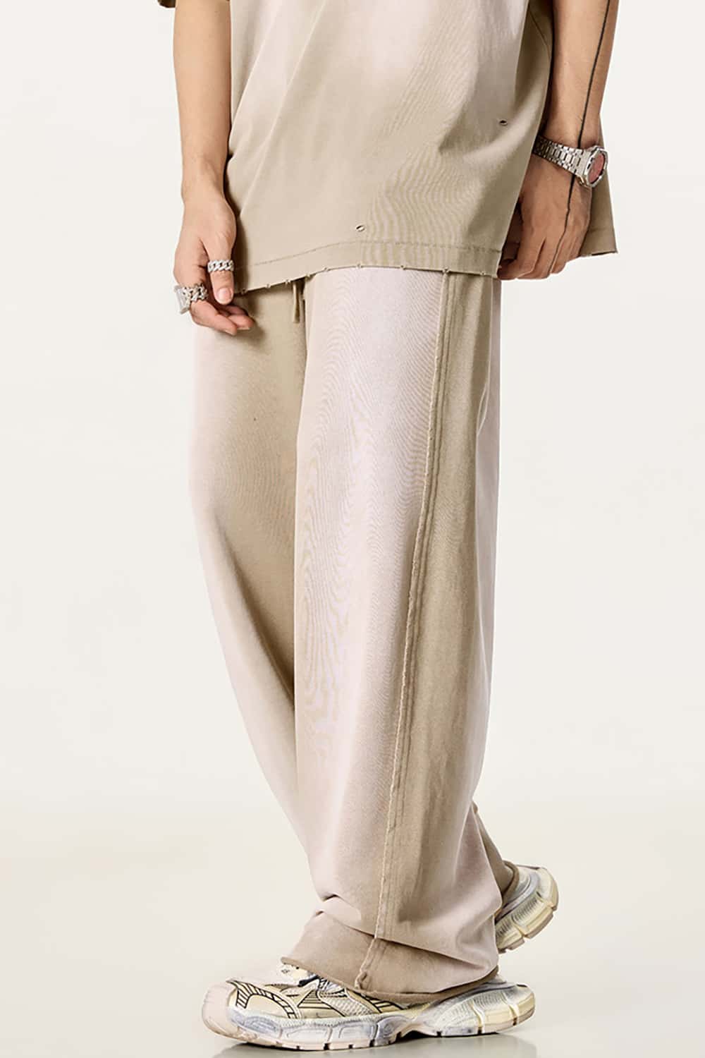 Flowy Jazz Dance Sports Casual Pants with Raw Hem