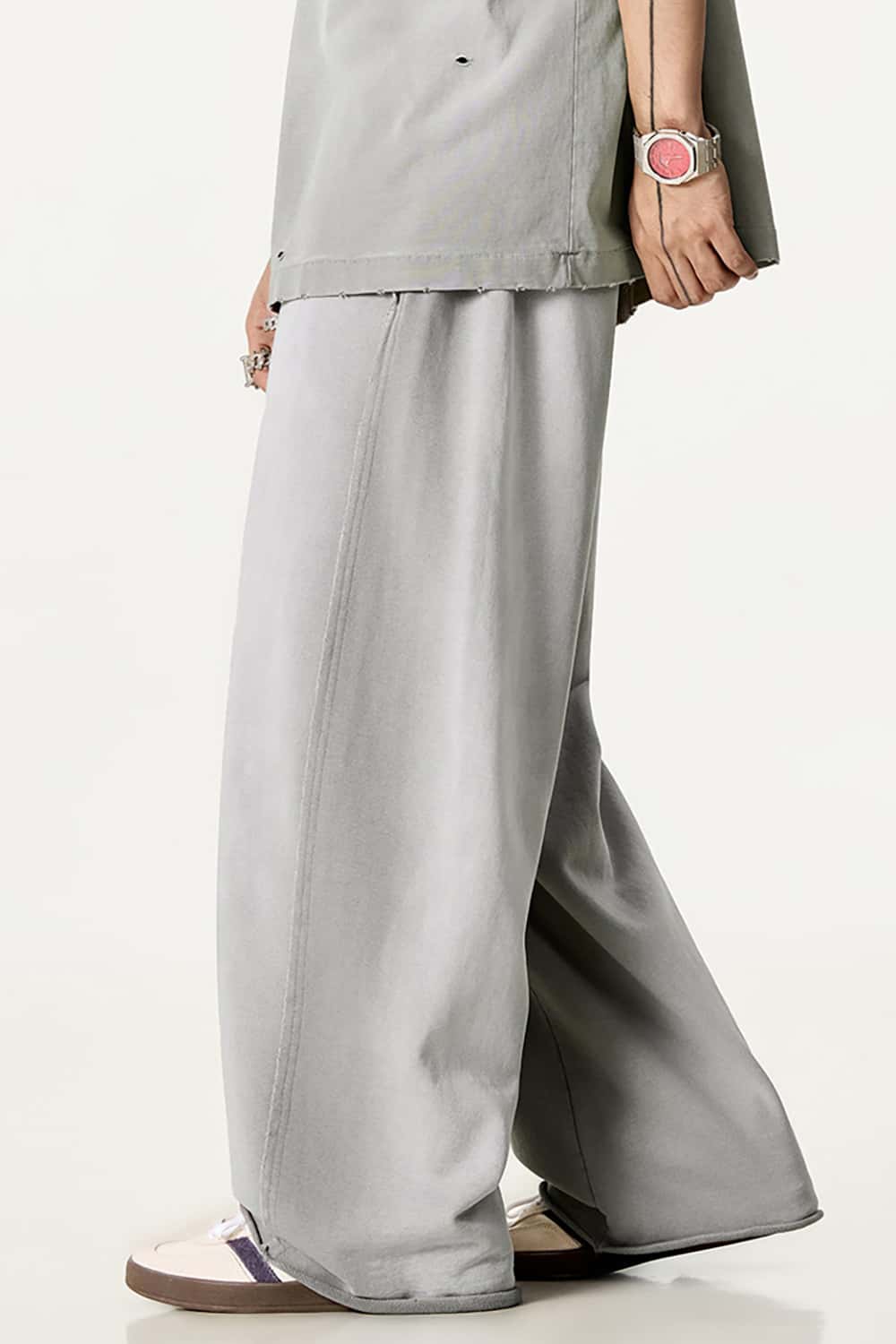 Flowy Jazz Dance Sports Casual Pants with Raw Hem