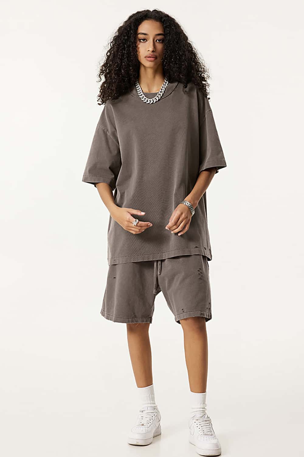 Vintage Washed Loose-Fit Athletic Shorts