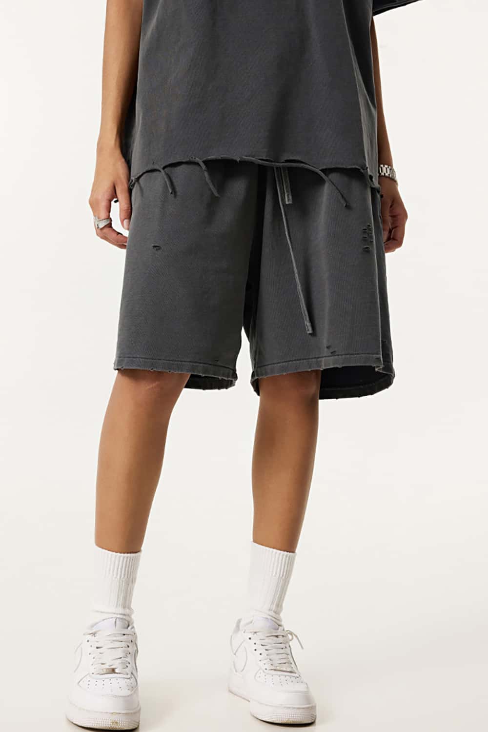 Vintage Washed Loose-Fit Athletic Shorts