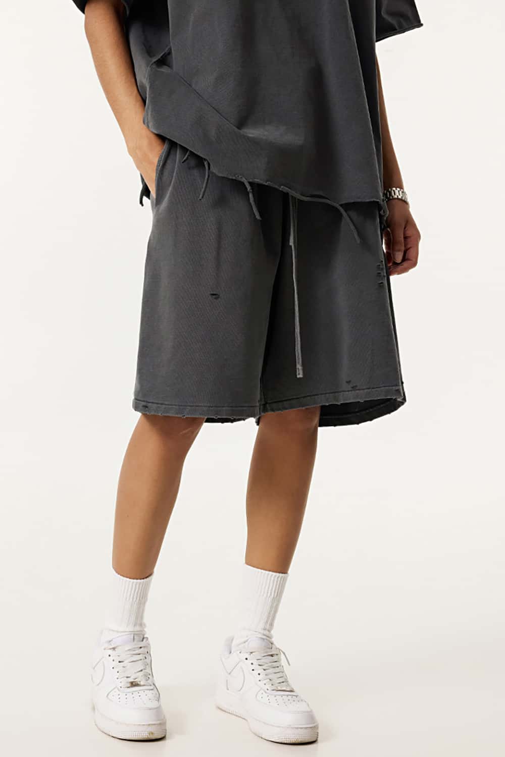 Vintage Washed Loose-Fit Athletic Shorts