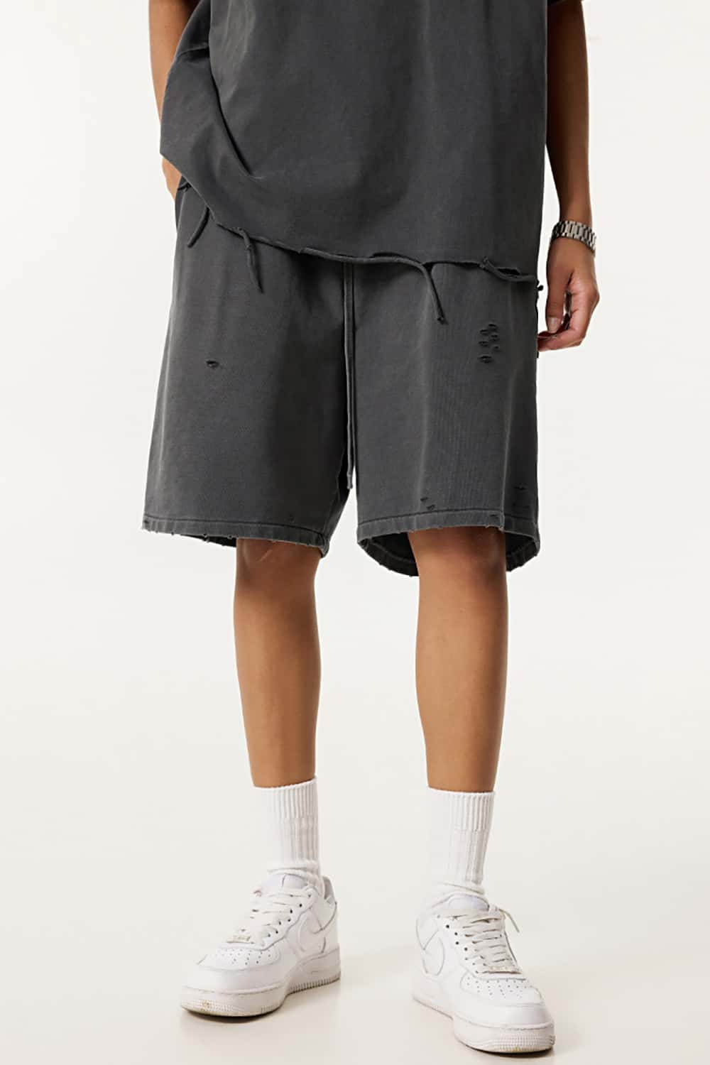 Vintage Washed Loose-Fit Athletic Shorts