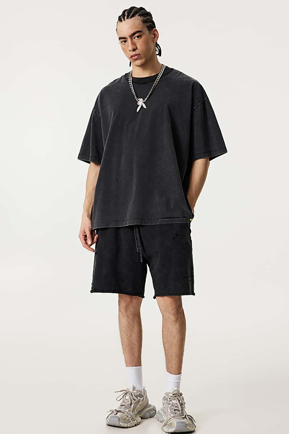 Vintage Washed Loose-Fit Athletic Shorts