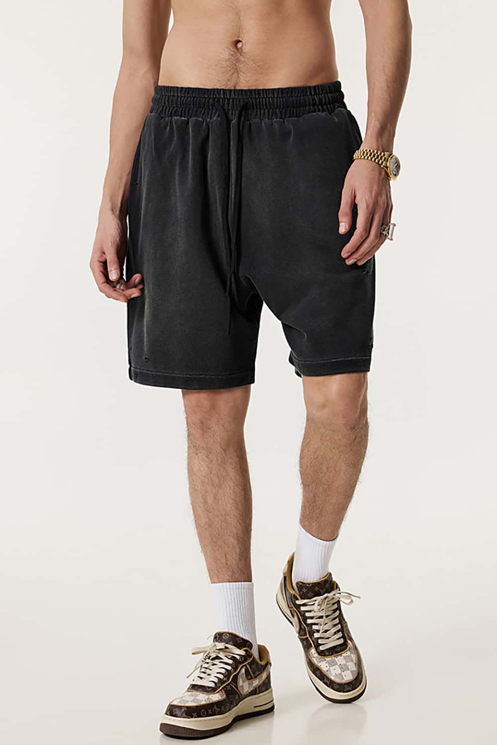 Vintage Washed Loose-Fit Athletic Shorts