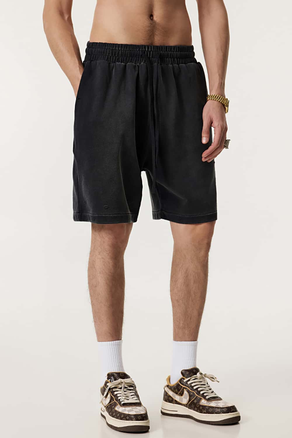 Vintage Washed Loose-Fit Athletic Shorts