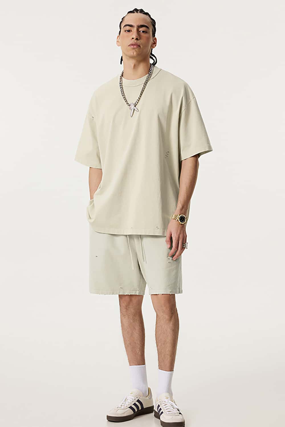Vintage Washed Loose-Fit Athletic Shorts