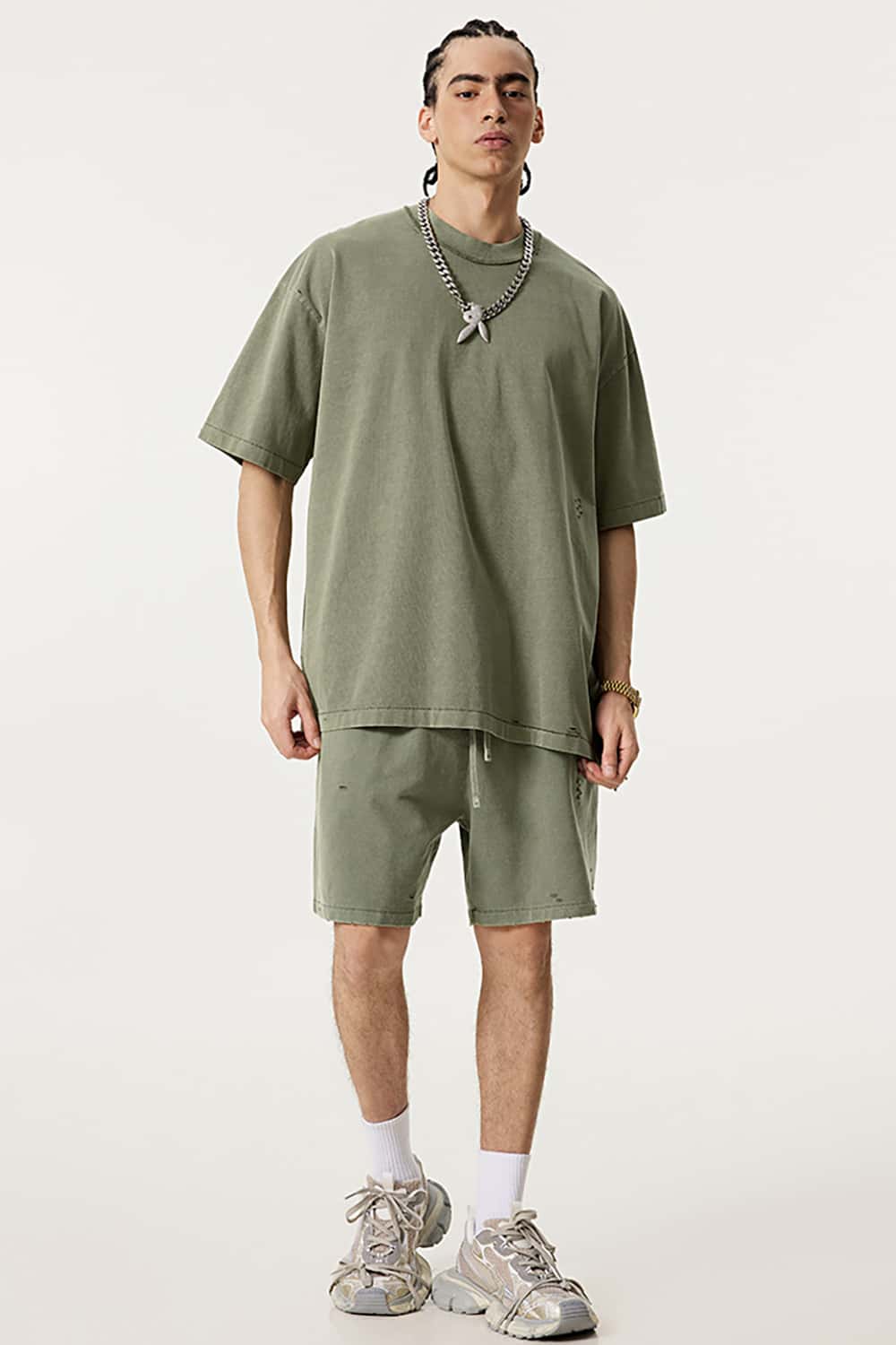 Vintage Washed Loose-Fit Athletic Shorts