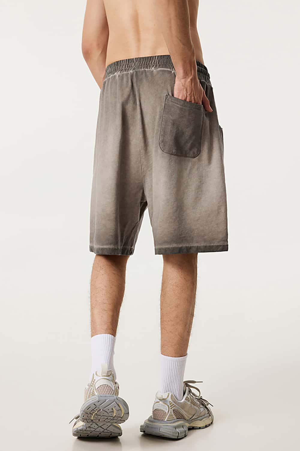 Heavyweight Drawstring Casual Sports Shorts with Vintage Raw Hem