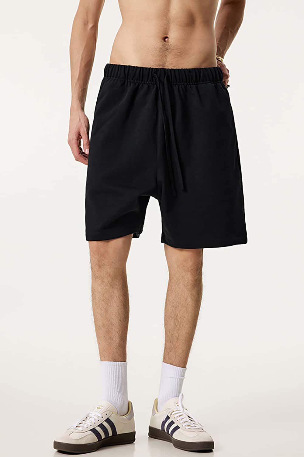 Heavyweight Solid Color Casual Sports Shorts with Zip Pockets