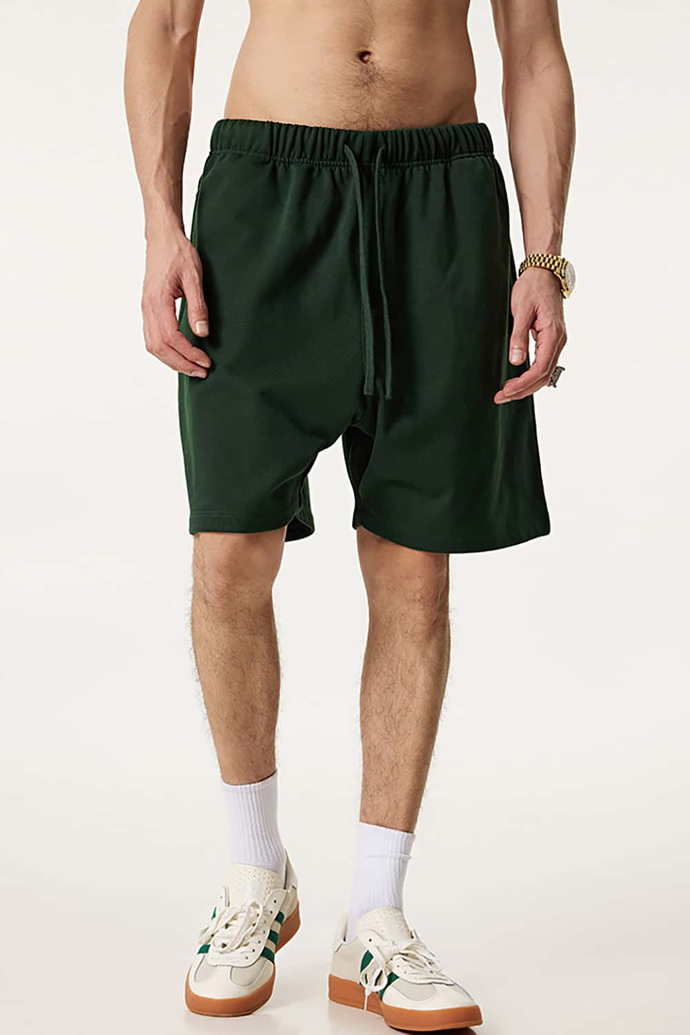 Heavyweight Solid Color Casual Sports Shorts with Zip Pockets
