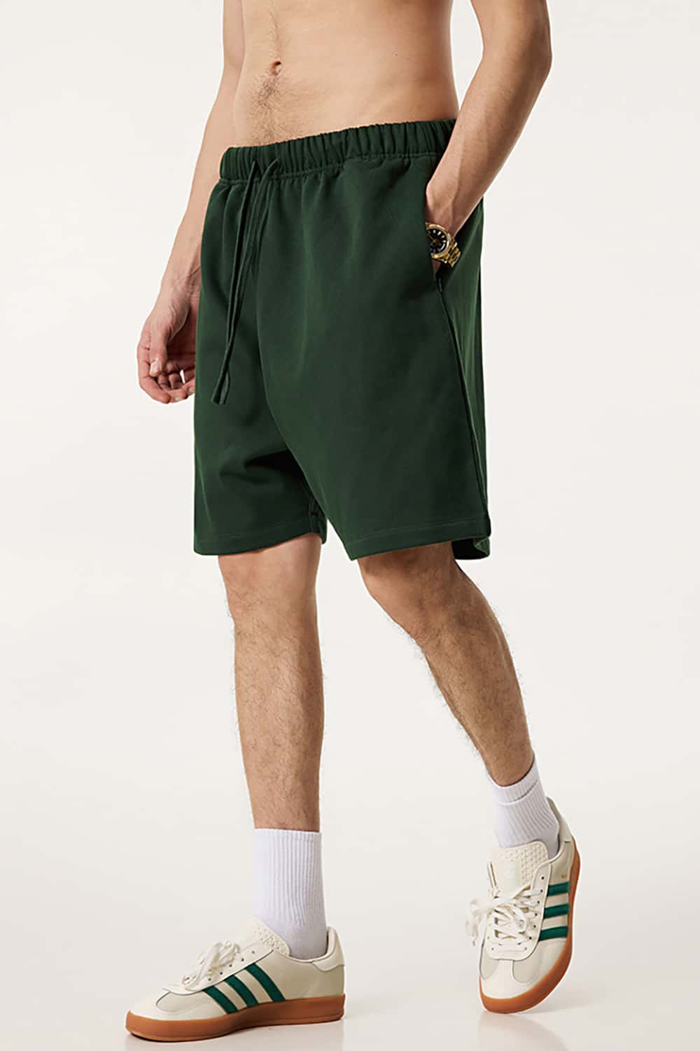 Heavyweight Solid Color Casual Sports Shorts with Zip Pockets
