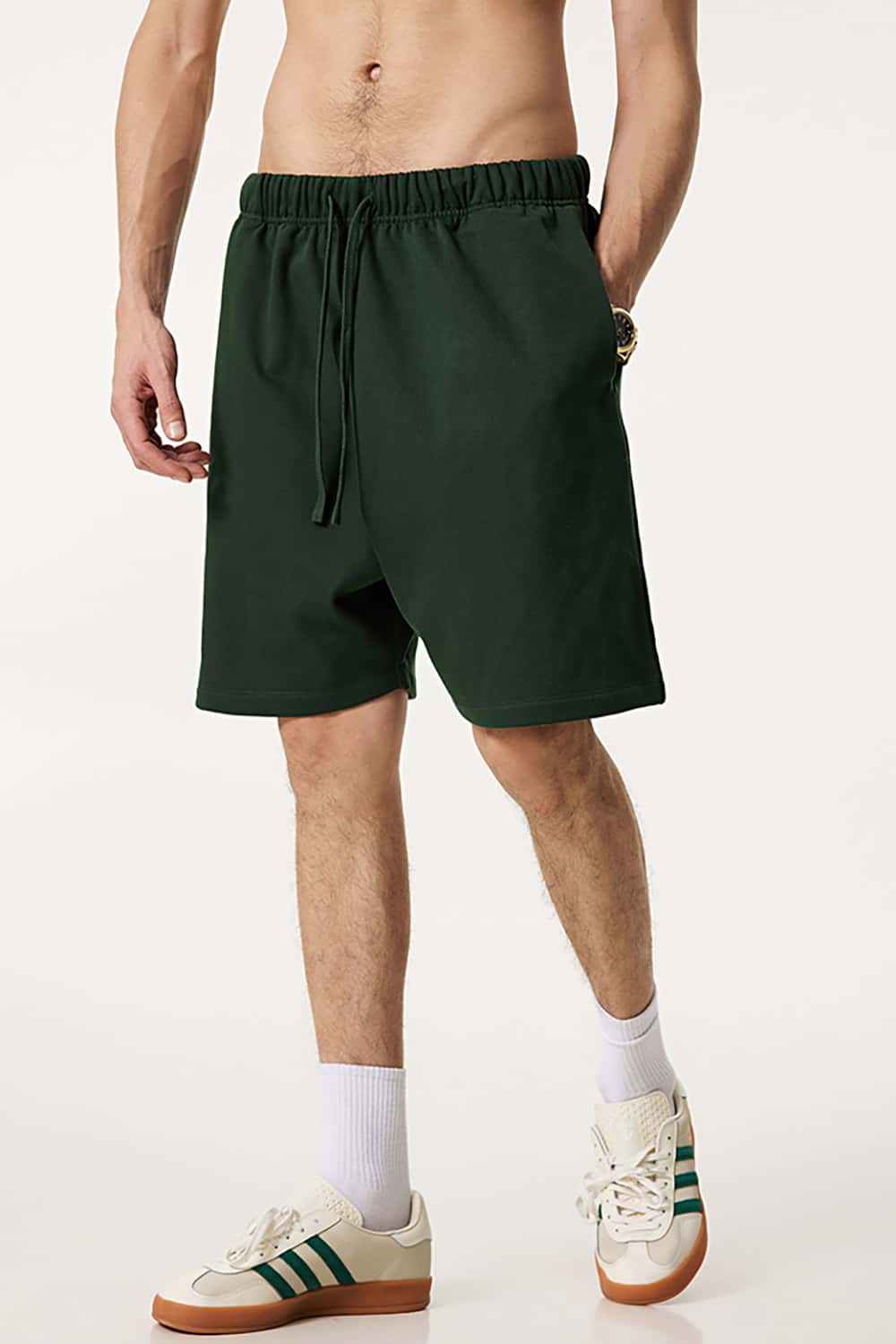 Heavyweight Solid Color Casual Sports Shorts with Zip Pockets