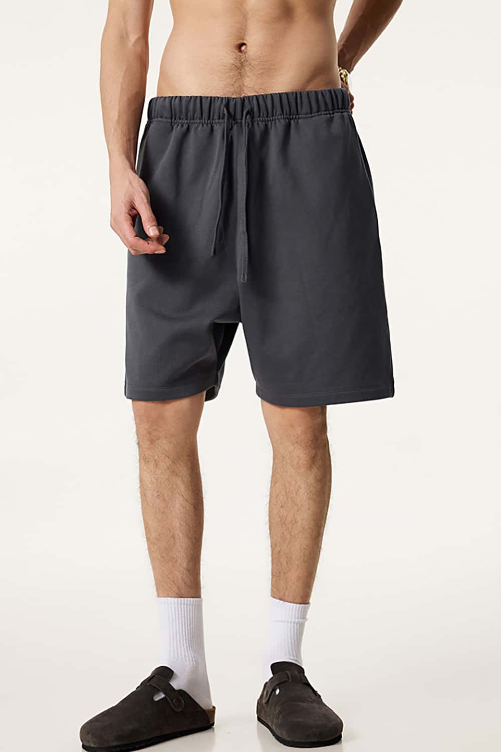 Heavyweight Solid Color Casual Sports Shorts with Zip Pockets