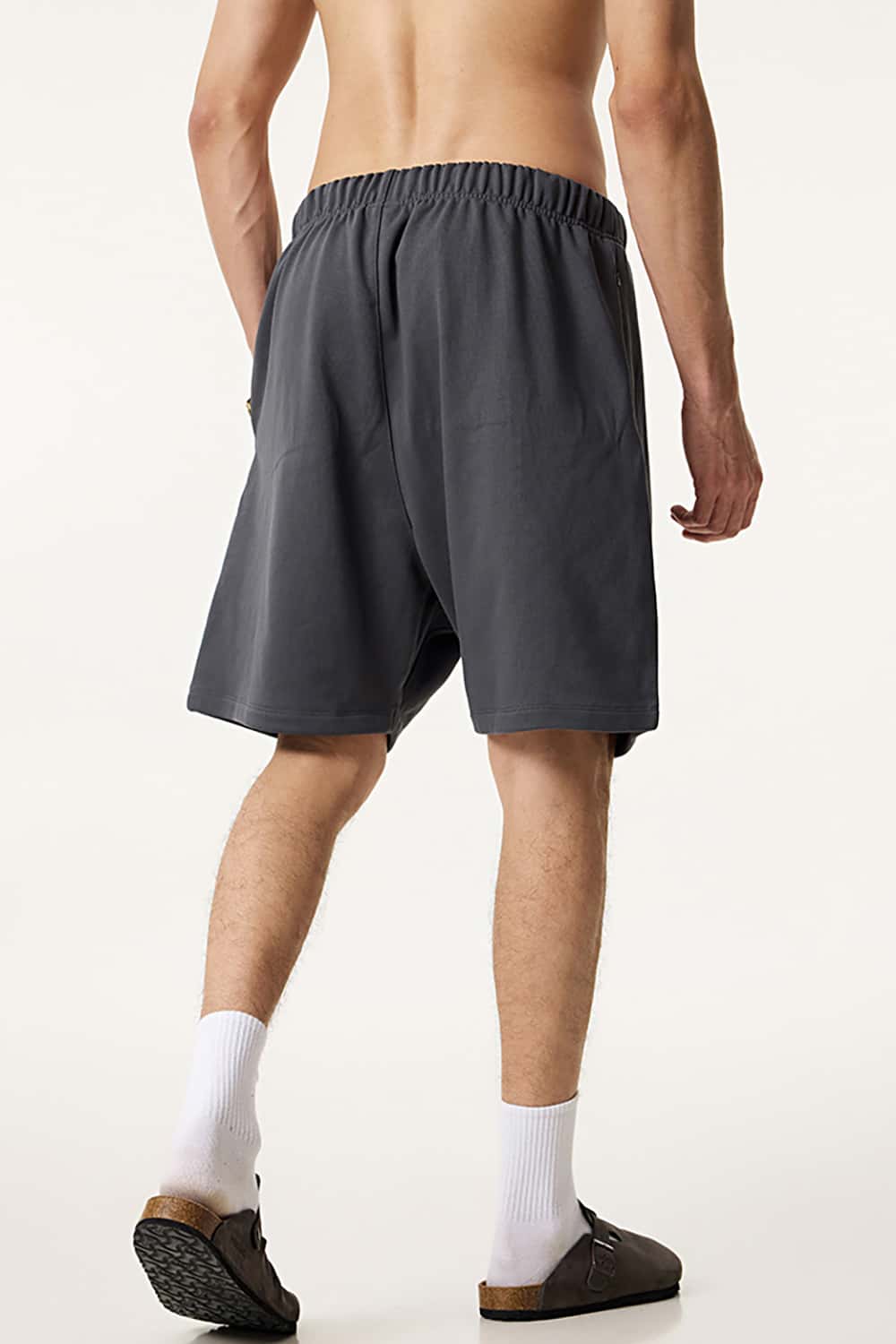 Heavyweight Solid Color Casual Sports Shorts with Zip Pockets